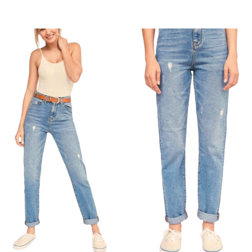 BDG Jeans Mom High Rise Distressed Light Med Wash‎ Crop Denim sz 24